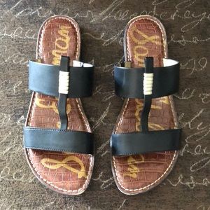 Black leather sandals